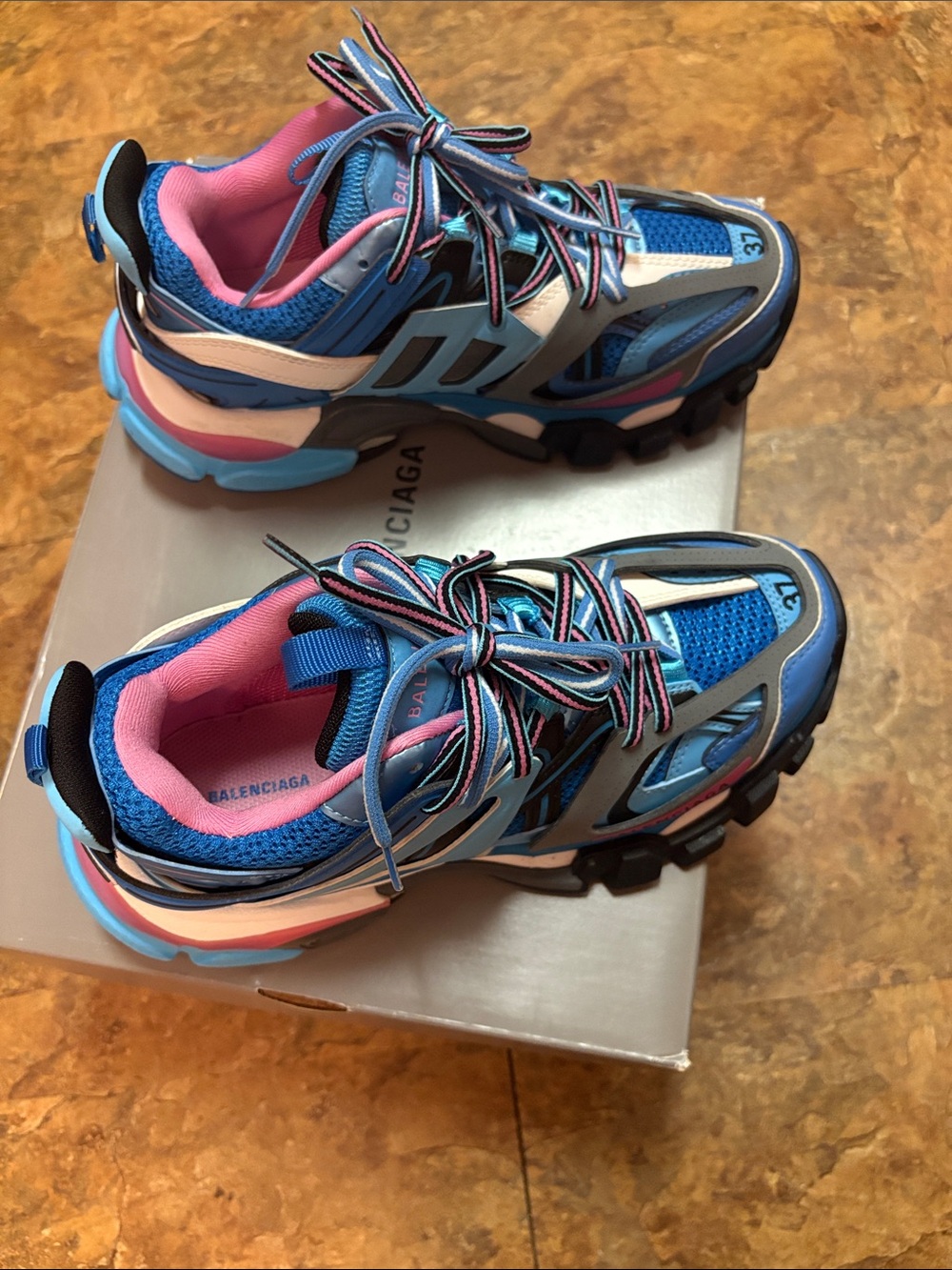 Balenciaga Women's Blue, Pink and Gray Track Sneakers